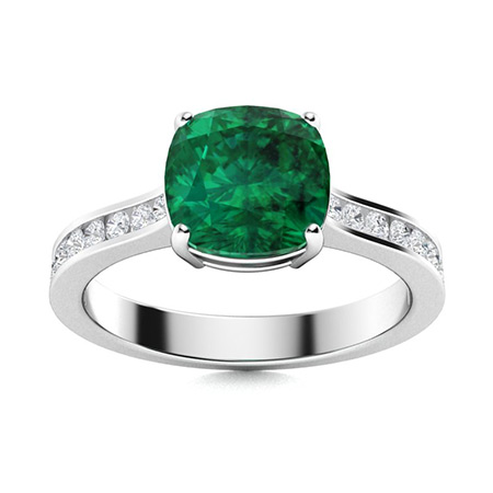 Ephraim Ring with Cushion cut Emerald, SI Diamond | 1.36 carats ...