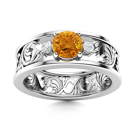 Sphere Orange Rings Orange Sapphire Rings for Women | Certified Fine Jewelry | Diamondere