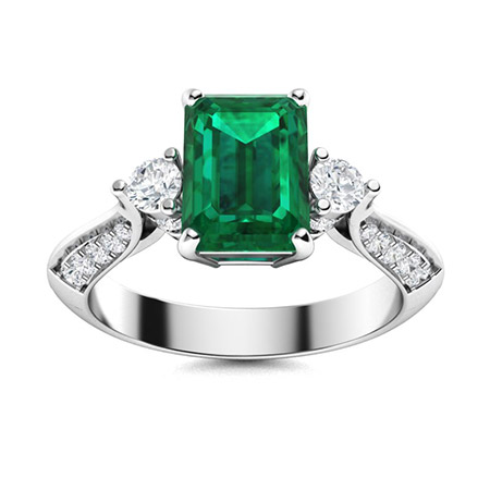 3.31ct Emerald with Diamond Halo 14K Yellow Gold Ring R6359 - Aurora  Designer