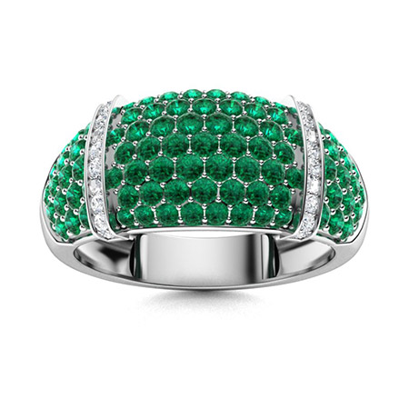 Forrest Men's Ring with Round Emerald, SI Diamond | 1.34 carats Round ...