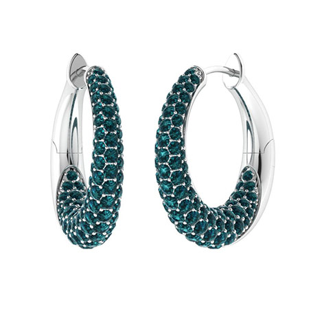 blue diamond hoop earrings white gold