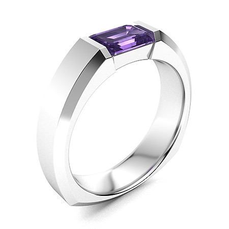 Gidget Men's Ring with Emerald cut Amethyst | 1.0 carat Rectangle