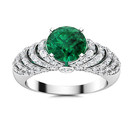 Glad Ring with Round Emerald, SI Diamond | 1.8 carats Round Emerald ...