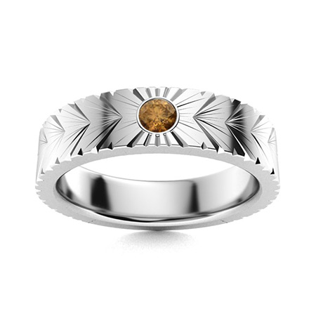 Platinum Men's Round Brown Diamond Bezel set Stud Earrings (1/4 並行輸入品 Order 0.348 Carat Round cut 950 Platinum Brown Diamond Men\u0027s Ring