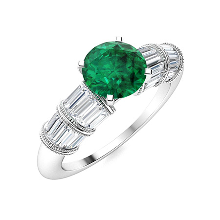 Glory Ring with Round Emerald, VS Diamond | 2.31 carats Round Emerald ...