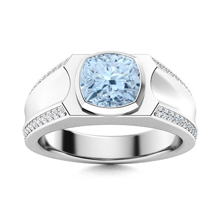 Ileno Men's Ring with Cushion cut Aquamarine | 2.49 carats