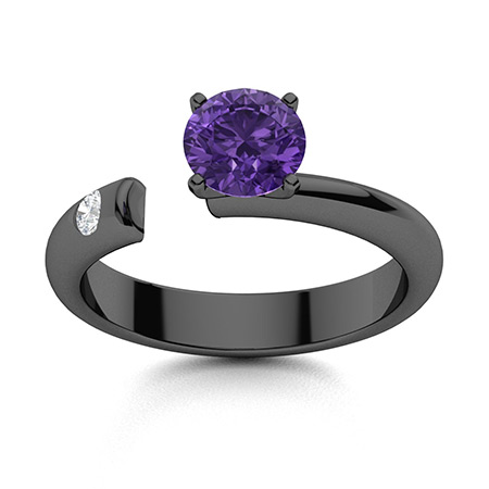 Black gold amethyst engagement ring