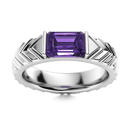 Gidget Men's Ring with Emerald cut Amethyst | 1.0 carat Rectangle