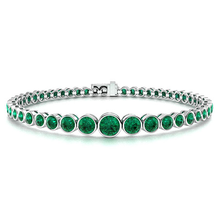 Hillary Bracelet with Round Emerald | 5.56 carats Round Emerald Tennis ...