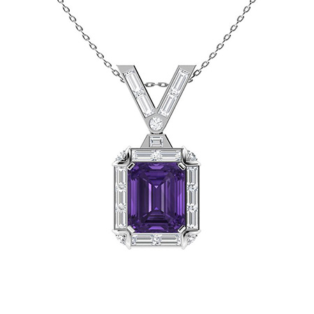 Imilia Necklace with Emerald cut Amethyst, VS Diamond, SI Diamond | 5. ...