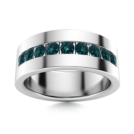 Men's Blue Lab-Created Sapphire & Diamond Ring 10K White Gold | Kay