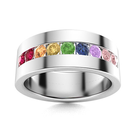 Men's Rainbow Sapphire Wedding Bands | Men's Rainbow Sapphire Rings ...