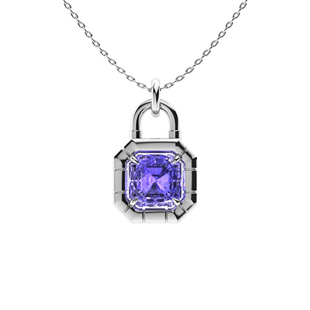 Ixia Necklace with Emerald cut Tanzanite carats Rectangle