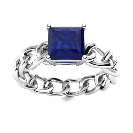 Princess cut sapphire ring vintage sapphire engagement ring set white –  WILLWORK JEWELRY