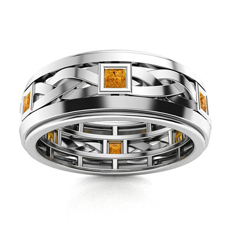 Yellow Citrine Gemstone Ring Round Cut Ring Men Wedding Ring Natural Citrine Ring Silver Gold Platted Handmade Ring Engagement Ring