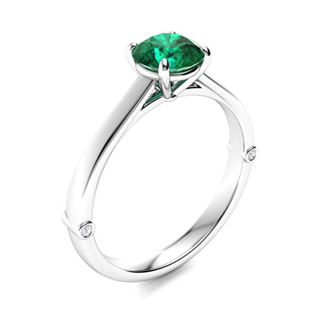 Jemma Ring with Round Emerald, SI Diamond | 0.82 carats Round Emerald ...