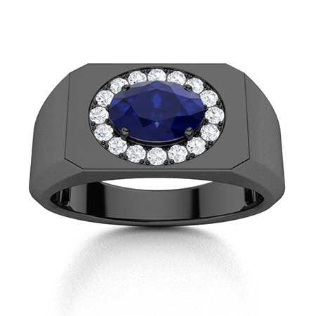 Herren Siegelring Aus 18K Gold-Epoxid (EP) Mit Schwarzem Oval – Wählbare Größen 7 Bis 14
