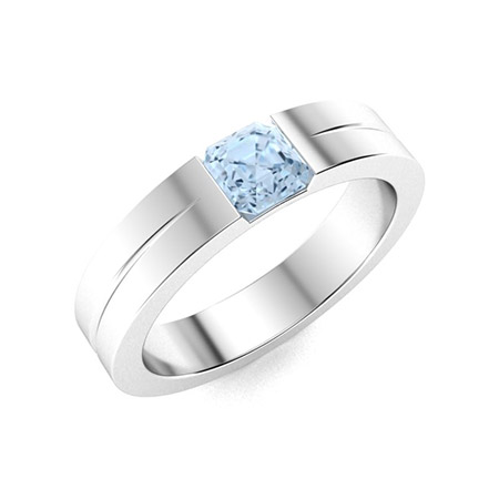 Julian Men's Ring with Emerald cut Aquamarine | 0.4 carats Rectangle ...