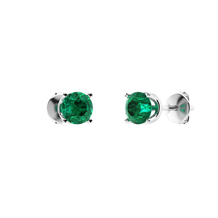 Colombian Emerald Earrings, Oval cut Emerald Earrings in 18k White Gold