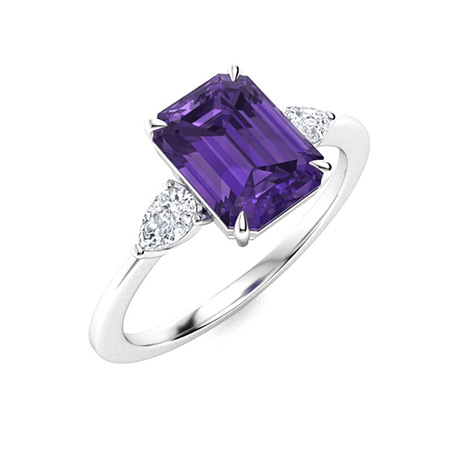 Kalum Ring with Emerald cut Amethyst, VS Diamond | 1.56 carats ...