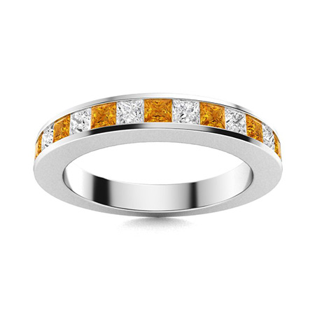 14k White Gold Citrine Square and Diamond Ring 14k White Gold Citrine Square and Diamond Ring