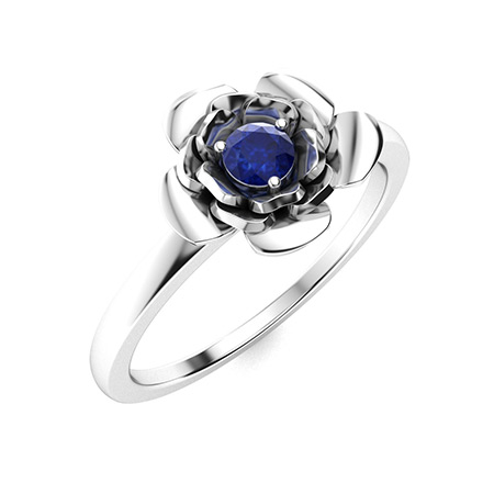 Kinecta Rings Kineta Ring with Round Sapphire | 0.1 carats Round Sapphire Solitaire ...