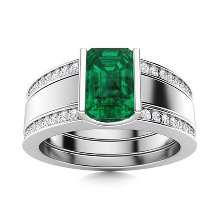 Wide Band Yellow Gold Emerald Ring | Custom Engagement Rings-vinhomehanoi.com.vn