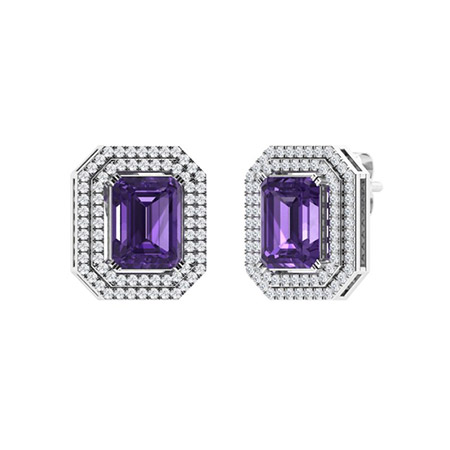 Emerald cut amethyst on sale earrings