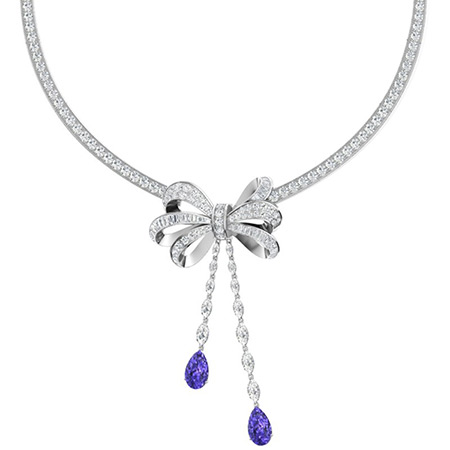 Lavetta Necklace with Pear Tanzanite, VS Diamond, SI Diamond | 15.95 ...