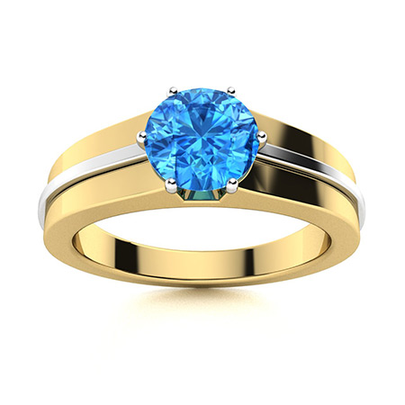 Blue Topaz Men's Ring in 14k Yellow Gold