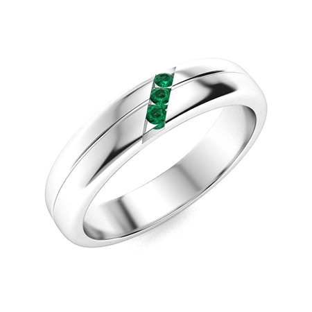 Leon Ring Rer Leon Ring with Round Emerald | 0.05 carats Round Emerald Sidestone Ring ...