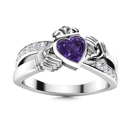 purple heart diamond ring