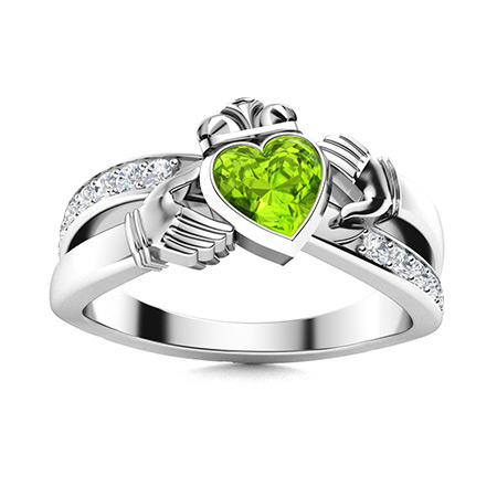 claddagh ring with peridot stone