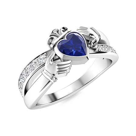 Lilac Ring with Heart Sapphire, SI Diamond | 0.86 carats Heart Sapphire ...