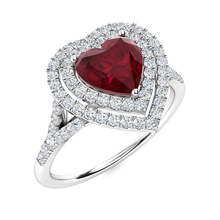 Lilyanna Ring with Heart Ruby, SI Diamond | 1.39 carats Heart Ruby