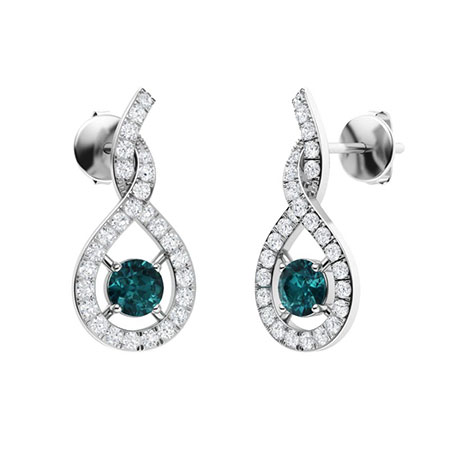 Lindly Earring with Round Blue Diamond, SI Diamond | 1.0 carat Round ...