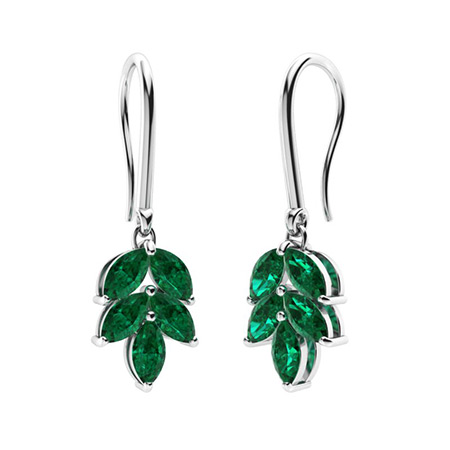 Rubans Rhodium Plated Emerald Green Doublet Dangle Earrings