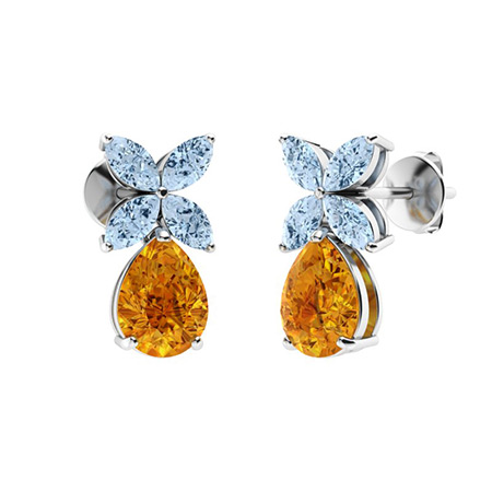 14k Yellow Gold Aquamarine Marquise Earrings