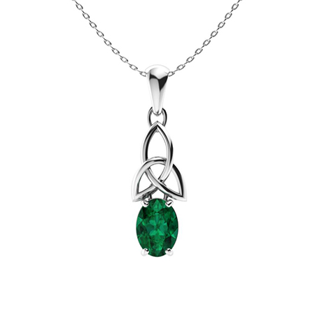 Emerald Solitaire Necklace, 14K White Gold Emerald Necklace, 6mm Bezel Set  Round Emerald Necklace, May Birthstone, Green Emerald, Gemstone
