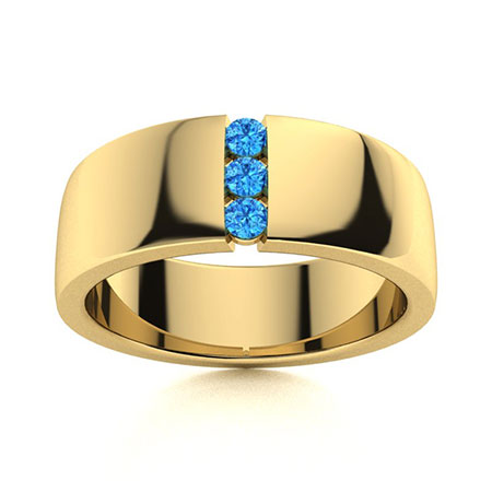 Blue Topaz Men's Rings in 18k Yellow Gold | Blue Topaz Men's Wedding ...