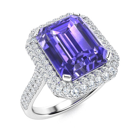 Mabella Ring with Emerald cut Tanzanite, SI Diamond carats