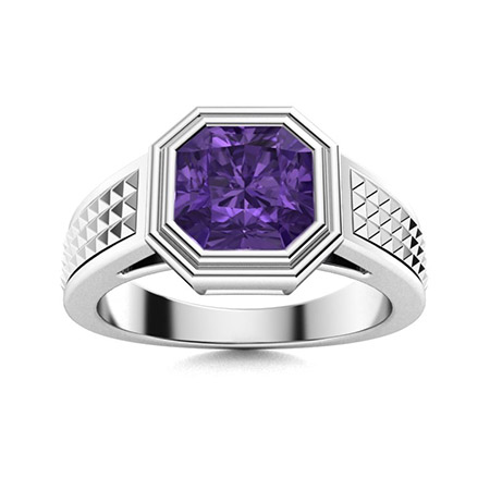 Gidget Men's Ring with Emerald cut Amethyst | 1.0 carat Rectangle