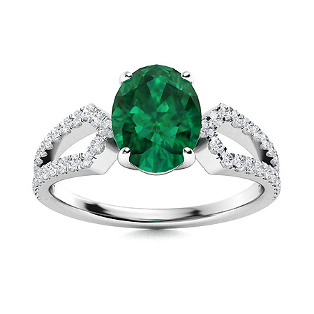 Mammon Ring with Oval Emerald, SI Diamond | 1.72 carats Oval Emerald ...