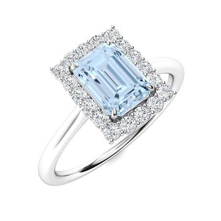 Mandy Ring with Emerald cut Aquamarine, SI Diamond | 1.07 carats ...