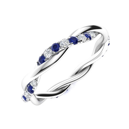Mason Ring with Round Sapphire, SI Diamond | 0.48 carats Round Sapphire ...
