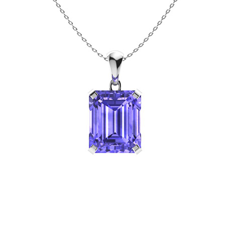 emerald cut tanzanite pendant