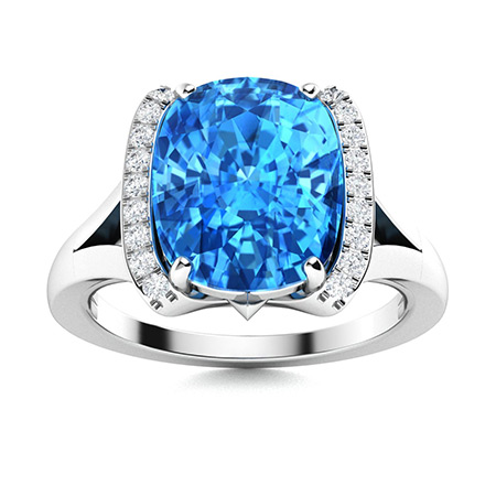 Cushion cut blue deals topaz