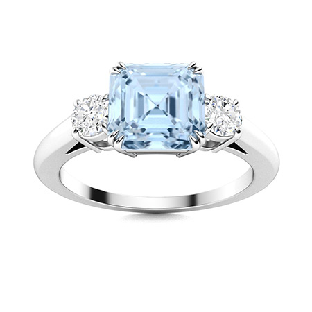 Aunimeifly Inlaid Sea Blue Topaz Diamond Ring New Exquisite Cut Aquamarine Emerald Wedding Ring for Lovers 