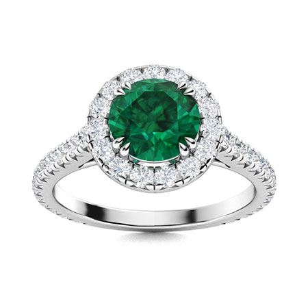Moldow Ring with Round Emerald, SI Diamond | 1.77 carats Round Emerald ...