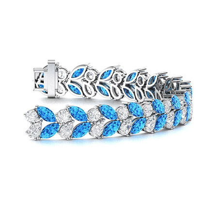 TROPHY BY GASSAN Bracelet Gemstone Diamond Swis Blue Topaz - GASSAN